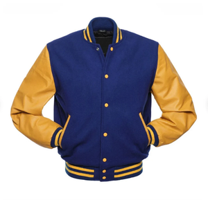 Men's Blue Varsity Jackets High Street Style Stand Collar Winter Blank Letterman Jackets CollegeBaseballjacket for men - Product Image 2