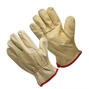 Gants de conducteur en peau de chèvre de qualité supérieure, dos élastique froncé, pouce trapézoïdal, gants de travail pour les travaux de construction en acier - Product Image 4