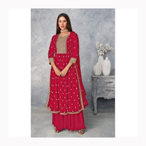 Les femmes indiennes et pakistanaises portent des vêtements pour la boutique du magasin avec des prix de gros vêtements de festival en soie brodés et imprimés - Product Image 5