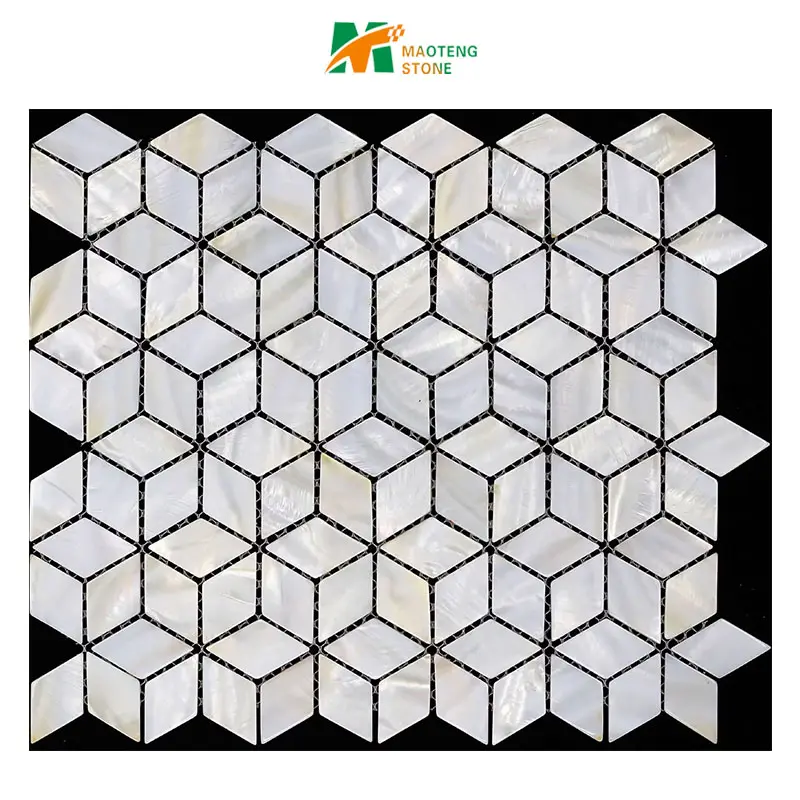 Strip Shape Seamless Self Adhesive Sea Shell Mosaic Tiles Wall Decoration