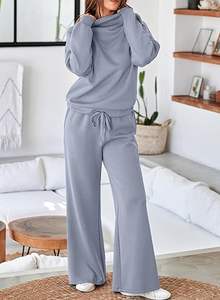 Conjunto Deportivo Casual de Algodón Suave para Mujer, Lavado Ácido, Color Sólido, Transpirable, de Secado Rápido, Cómodo, Sudadera con Capucha y Pantalones a Juego - Product Image 3