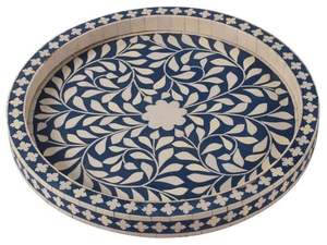 Bandeja con incrustaciones de huesos, bandeja para servir hecha a mano, incrustaciones de huesos de lujo, desayuno de Ramadán, comida, fruta, café, té, bandeja decorativa - Product Image 4