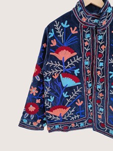 Manteau en coton brodé de style chinois, col mandarin, manches longues, motif floral, grande taille, vêtements décontractés pour femmes, vêtements d'automne - Product Image 4