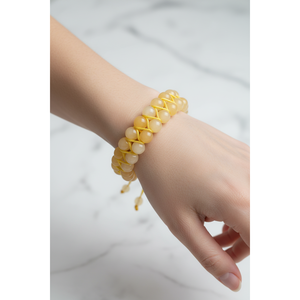 Bracciale in Macramè con Doppia Fila di Calcite 8mm e Pietre Naturali - Product Image 3