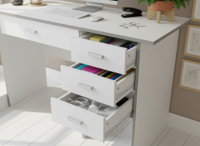 Bureau d'ordinateur moderne Essence Malaysia avec 4 tiroirs et 2 serrures, surface en PU, panneau de particules MDF 12mm/15mm, gris