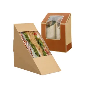 Прямая заводская упаковка для пищевых закусок, сэндвич-бумажная коробка с окном по лучшей цене