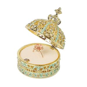 Small <b>Vintage</b> Metal Jewellery Trinket Storage Organiser Metal Jewelry <b>Boxes</b> for Keeping Elegant Jewelry in Brass Golden Finishe - Product Image 5