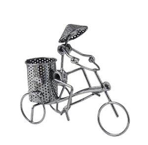 Porte-papeterie en acier inoxydable fini argent Cycle équitation homme porte-stylo bureau bureau crayons haut tendance porte-stylo - Product Image 1