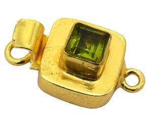 Forme carrée péridot pierre précieuse 1 brin et 2 brins fermoir en boîte plaqué or 18 carats 19X10X8mm fermoir de fabrication de bijoux B616 - Product Image 3
