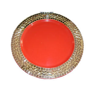 Assiette de chargeur de plat de forme arrondie brillante polie cuisine restauration plaque de serveur nouveauté à la recherche d'un service de restauration d'hôtel - Product Image 1