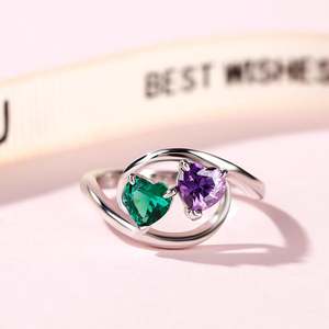 Anillo de Plata de Ley con Dos Piedras en Forma de Corazón, Estilo Hiphop Vintage para Hombre, Marca Jeulia - Product Image 5
