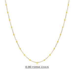 Collier chaîne pour femme en argent sterling 925 turc fait main, design émail jaune tendance, bijoux en gros - Product Image 2
