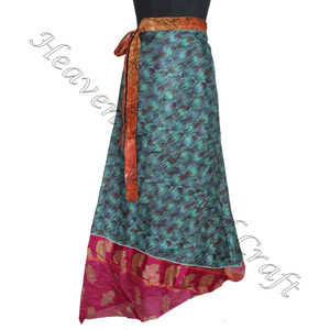 Sarong en soie, paréo, 100 pièces assorties, jupe longue vintage réversible indienne, jupe portefeuille en soie - Product Image 6