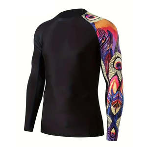 Traje deportivo y deportivo Tops de manga larga Buena calidad Precio competitivo Nueva llegada Color sólido Hombres Fitness Rash Guard OEM - Product Image 1