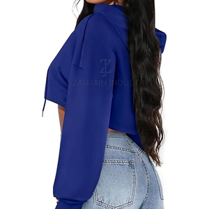 Custom Printed Front <b>Winter</b> Hooded Lightweight <b>Women</b> Crop <b>Top</b> Hoodies Eco-Friendly Quick Dry Breathable Cheap Price for Online - Product Image 3