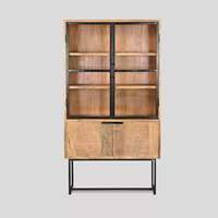 Armoire de bibliothèque moderne en bois à 4 portes pour bureau à domicile et salon