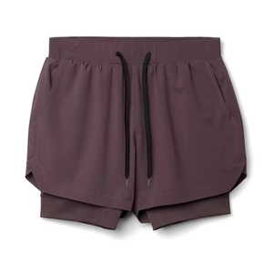2025 Premium Quality High Street Men's Workout Gym <b>Shorts</b> Cotton <b>Phone</b> <b>Pocket</b> Double Layer OEM Solid Pattern Anti-Wrinkle - Product Image 3
