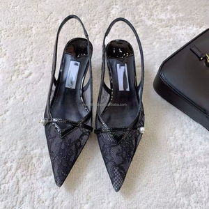 JC MIRA Zapatos de Tacón Alto con Encaje Atractivo, Primavera Verano 2026, Zapatos de Tacón Bajo Modernos para Mujer - Product Image 1