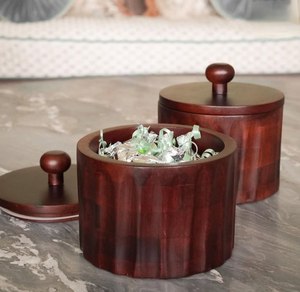 Frasco de Madera Ecológico de Color Marrón Oscuro con Tapa, Contenedor Premium para Almacenamiento de Frutos Secos, Caja Redonda para Galletas y Frutos Secos al Mejor Precio - Product Image 4