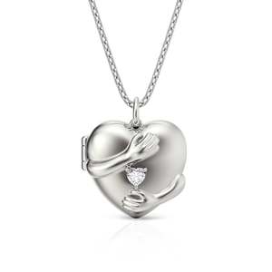 Jeulia Warm Hug Custom Engraved Heart Photo <b>Locket</b> Necklace in Gold Plated Stainless Steel - Product Image 2