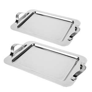 Bandeja de servicio de acero inoxidable con acabado pulido espejo ideal para el hogar de lujo comedor Decoración Cocina té café aperitivo uso - Product Image 2