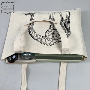 Sacs fourre-tout en toile 100% coton imprimé personnalisé Sacs à provisions unis en lin et coton biologique naturel avec logo personnalisé pour l'emballage - Product Image 4