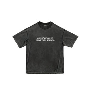 T-shirt surdimensionné pour homme 100% coton sur mesure avec motifs en détresse et manches graphiques 220 Gsm - Product Image 1