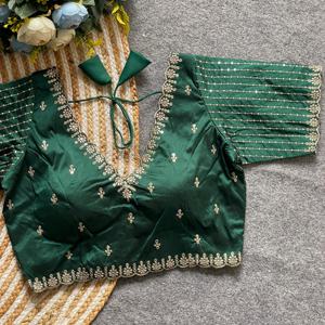 Chemisier moderne à col en V avec motif tissé et fil Zari Travail Mariages Logo brodé à la mode/Motif Décoration pailletée - Product Image 1