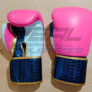 Guantes de boxeo personalizados de cuero artificial PU cuero de vaca genuino entrenamiento profesional boxeo Muay Thai guantes hechos en Pakistán - Product Image 1