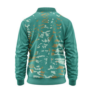 Chaqueta universitaria de béisbol de poliéster 100% hecha a medida para hombre, estilo con cremallera y cuello levantado bordado de calle alta con tarifa cero - Product Image 3