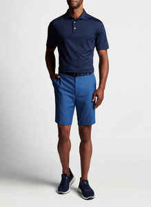 เสื้อโปโลแขนสั้นเข้ารูปสำหรับผู้ชาย, เสื้อโปโลผ้าฝ้าย100% ยืดได้4ทางผ้าคอตตอนปักโลโก้แบบซับเหงื่อ - Product Image 6