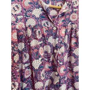 Blusa de Chifón Estampada a Mano LUCY para Mujer, Estampado Floral, Estilo Casual, Decoración con Botones, Talla XL, Corta, para Oficina, Fiesta, Primavera - Product Image 3