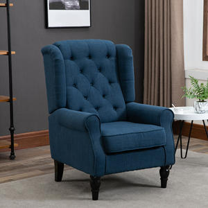 HOMCOM Sillón Sofá Estilo Francés con Asiento Acolchado y Cojines, Poliéster, 74x86x102 cm, Azul - Product Image 2