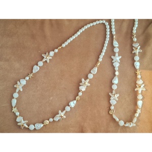 Gold Plated <b>Beach</b> Style <b>Necklace</b> with Pearl Charms for Resale - Product Image 1