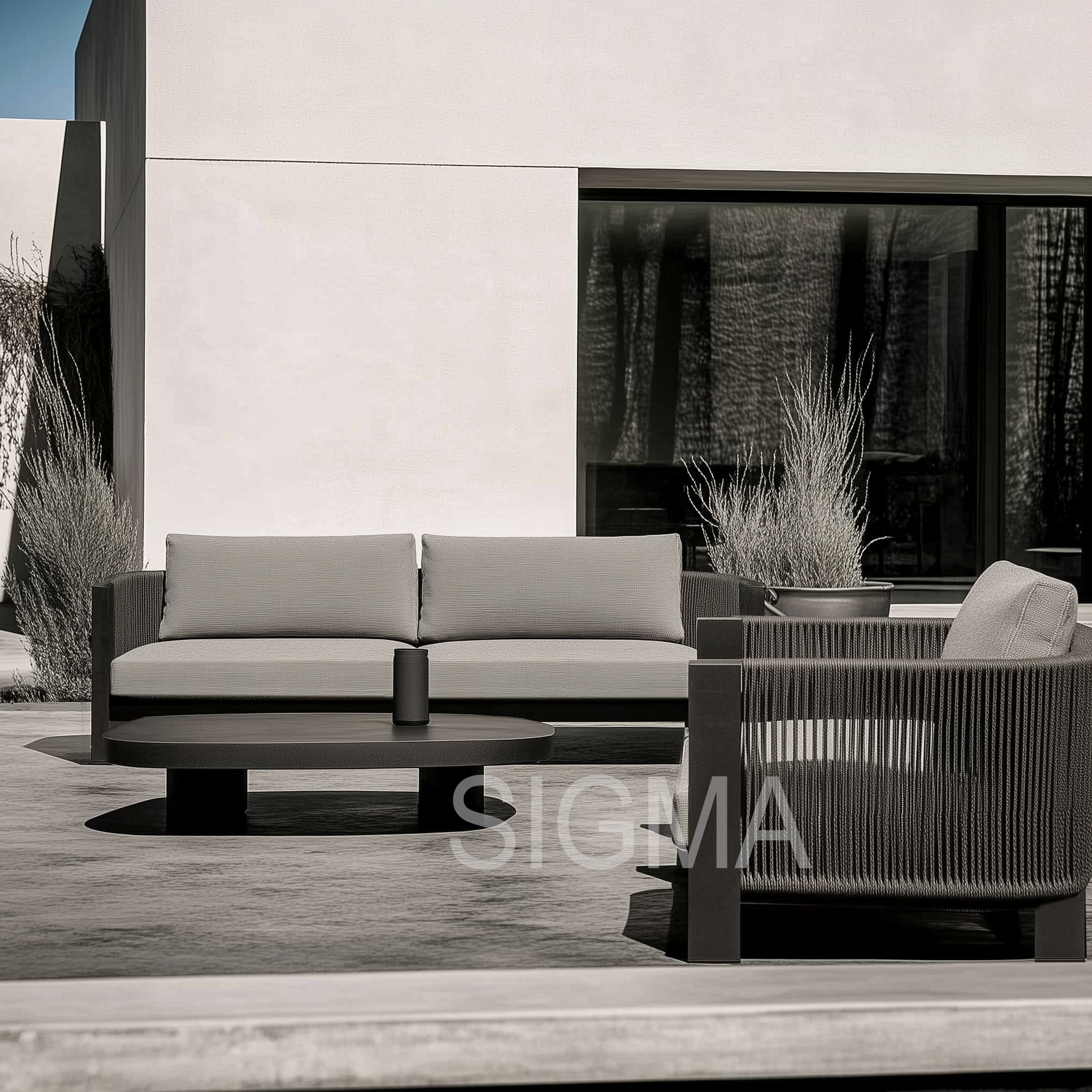 Outdoor Furniture Set Garden Sofa Set Teak Wood Lounge Chair Luxury Dining Table Chaise Set Sofa for Six