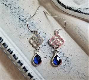 ต่างหูห้อยสีฟ้าสุดหรูต่างหูเงินแบบถักเป็นเส้นเล็กๆเป็นเครื่องประดับของขวัญหรูหราทำจากเงินสเตอร์ลิง - Product Image 2