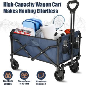 THCW10047 Ruedas de carro plegables de acero inoxidable de gran capacidad para trabajo pesado para deportes de jardín Camping azul oscuro para ir de compras - Product Image 5