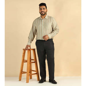 Camisa Formal a Rayas para Hombre, Talla Grande, Manga Larga, Corte Regular, Estilo Casual Elegante, Cuello Clásico, para Verano - Product Image 1