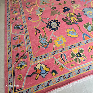 Tapis turcs de style Oushak en laine nouée à la main de haute qualité, faible hauteur de poils, abstrait pour la maison, le bureau, l'hôtel - Product Image 1