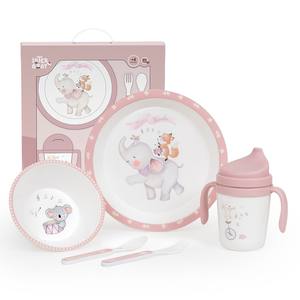 5 piezas Mod. Juego de Vajilla Musical Rosa, Material PP, Diseño de Dibujos Animados, Duradero y Elegante - Product Image 1