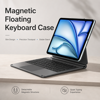 Cantilever Suspended Magnetic Keyboard Case 3mm Low-Profile Silent Keys Touch Panel Split Case Pencil Dock Alignment Protector