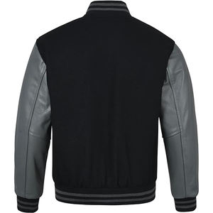Veste bomber de baseball pour hommes, impression personnalisée en gros, logo vierge, polyester uni noir, garçons - Product Image 4
