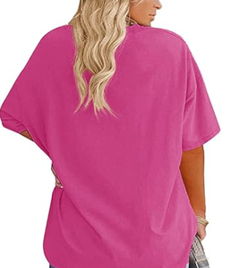 Prix d'usine Europe Amérique T-shirts pour femmes grande taille de haute qualité Ajoutez votre logo T-shirts pour femmes surdimensionnés en coton personnalisés - Product Image 4