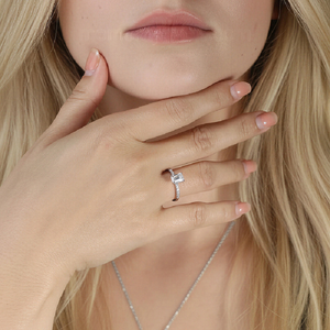 Rectangular Stone <b>Ring</b> for Women 925 <b>Silver</b> Slim Pave Band Elegant Bridal Jewelry Minimal Fashion Daily Wear <b>Ring</b> Chic Accessory - Product Image 1