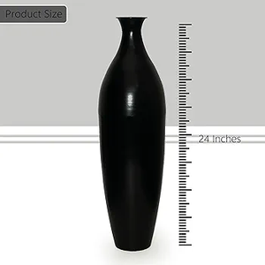 2025 Vase à fleurs en céramique noire de haute qualité Décor de table tendance pour les événements de maison et d'hôtel - Product Image 2