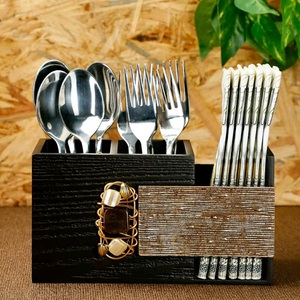 Soporte pequeño para cuchara de madera natural con patrón de té y café, soporte para utensilios de cocina de acero inoxidable para servir bodas - Product Image 1