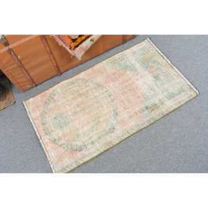 2x3.37 ft Vintage Turkish Rug, Small Rug, Green <b>Yellow</b> Patchwork <b>Wool</b> Rug - Product Image 2