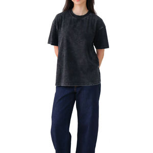 Nueva camiseta de invierno de gran tamaño para mujer con lavado ácido, venta al por mayor, camiseta personalizada en blanco con lavado ácido para mujer, servicio OEM a la venta - Product Image 5