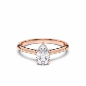 Juego de puntas de diamante de forma redonda y pera de moissanita de 1,14 quilates, anillo de compromiso solitario hecho en oro sólido para mujer - Product Image 5
