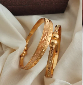 High Quality Unisex Thick Gold Plated Brass Mother Pearl Inlay Classic Cuff Bangle Bracelets for Anniversary Engagement <b>Wedding</b> - Product Image 1